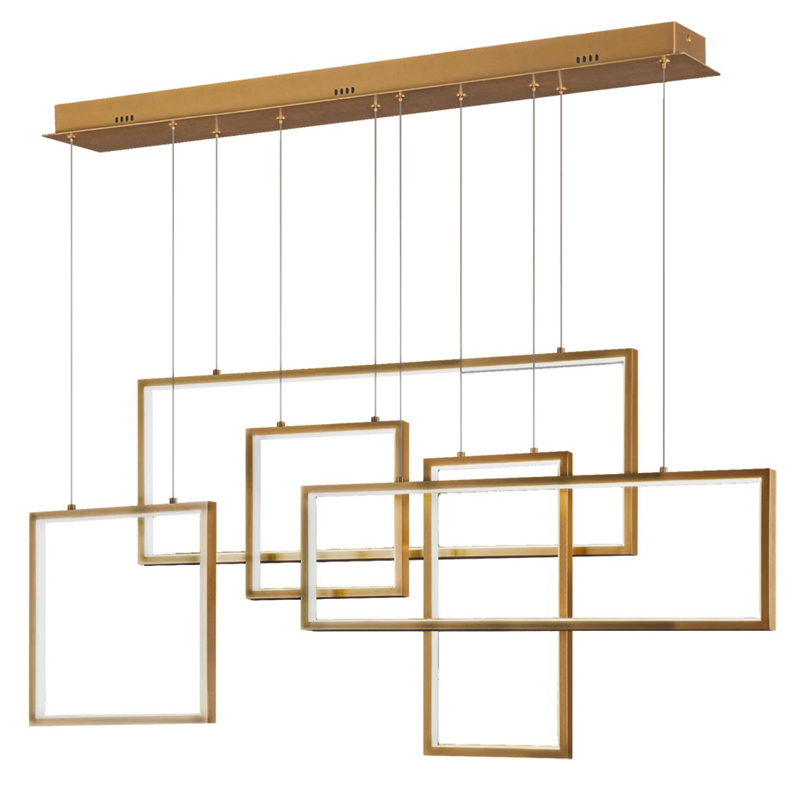 Люстра Rectangle Geometry Chandelier Gold 5 Золотой в Саратове | Loft Concept 