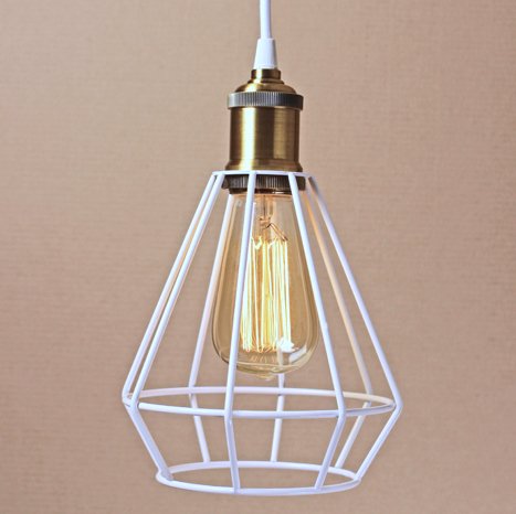 Подвесной светильник Wire Cage Pendant Punch White Белый в Саратове | Loft Concept 