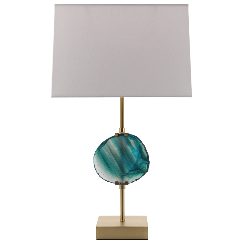 Настольная лампа Blue Agate Design Table Lamp Латунь Синий Бирюзовый Белый в Саратове | Loft Concept 