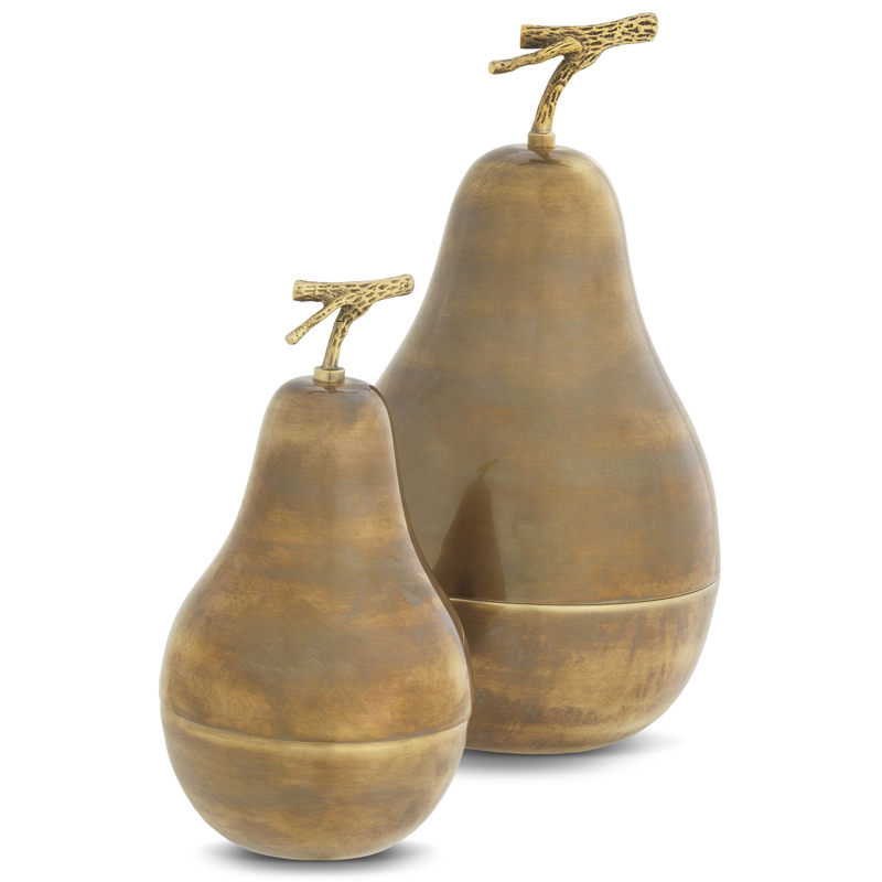 Комплект шкатулок Eichholtz Box Pear Set of 2 brass Винтажная латунь в Саратове | Loft Concept 