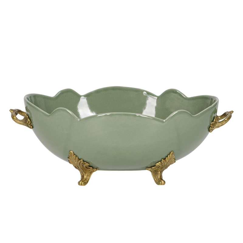Чаша зеленого цвета из фарфора с волнообразным краем Eden Garden porcelain and bronze Зеленый Бронза Чаша зеленого цвета из фарфора с волнообразным краем Eden Garden porcelain and bronze Зеленый Бронза в Саратове | Loft Concept