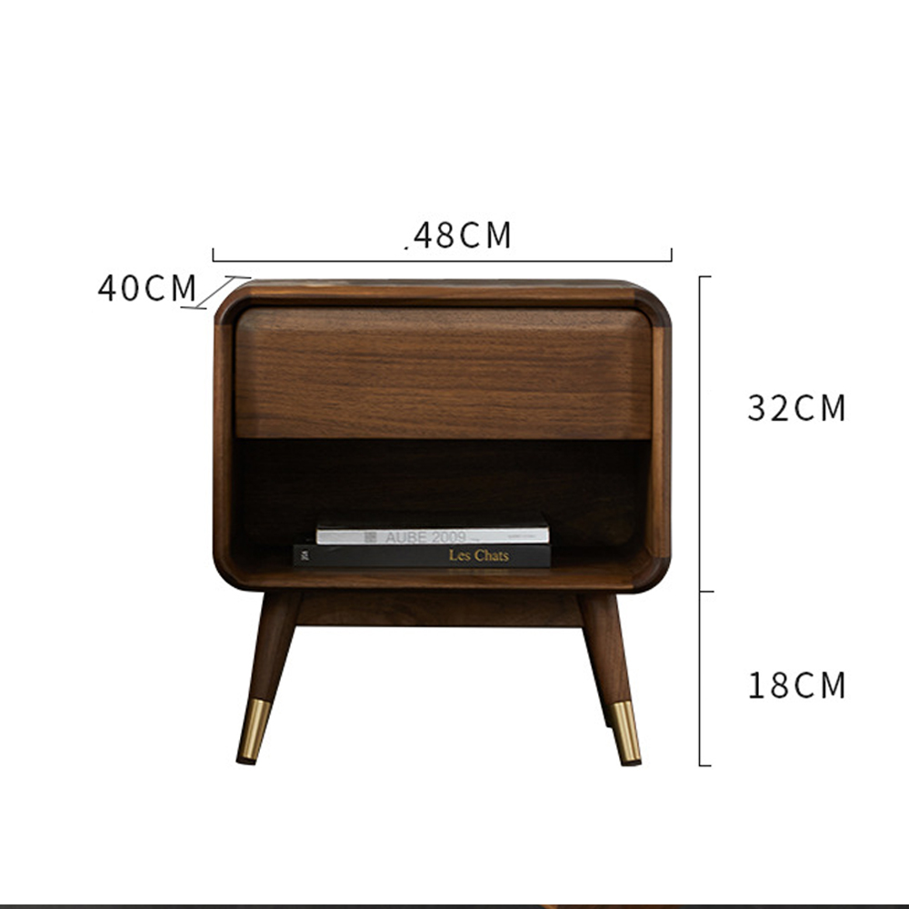 Прикроватная деревянная тумба с ящиком и нишей для хранения Moon Walnut Furniture в Саратове
