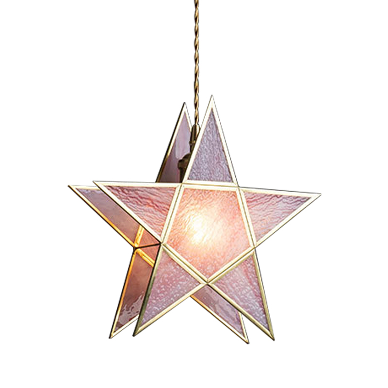 Подвесной светильник Star Pink Glass Hanging Light Розовый Латунь в Саратове | Loft Concept 