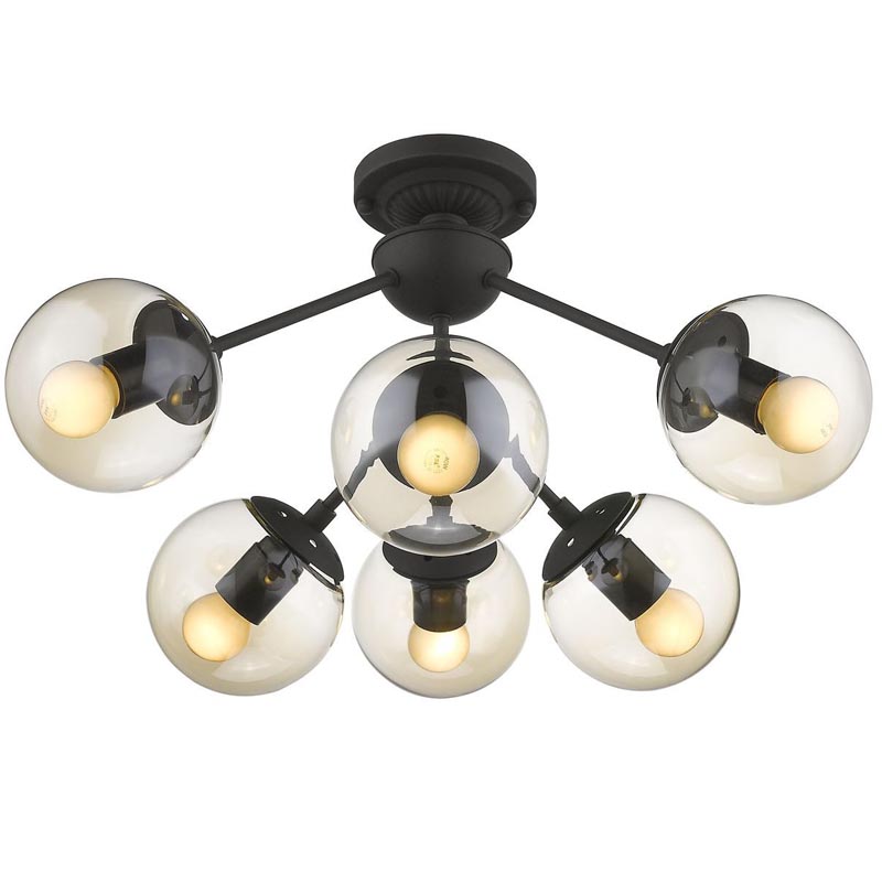 Потолочный светильник Ceiling Lamp Modo 6 black Черный Янтарный в Саратове | Loft Concept 