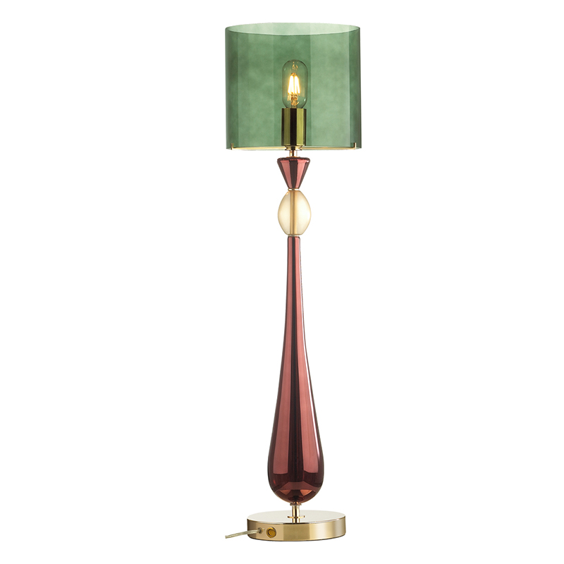 Настольная лампа Roser Green Burgundy Table Lamp Бургундский красный Золотой Зеленый в Саратове | Loft Concept 