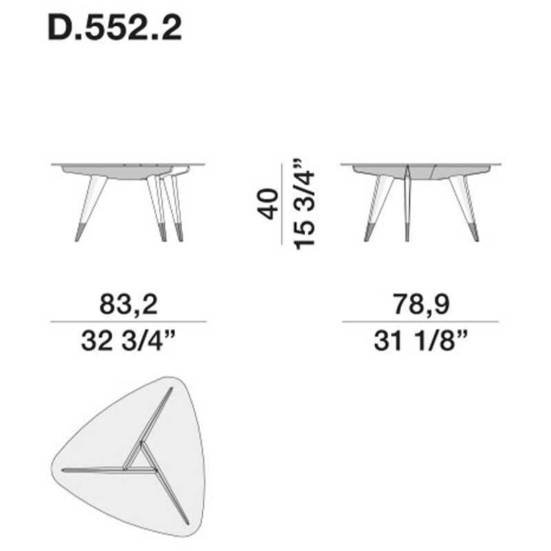 Дизайнерский кофейный стол со стеклянной столешницей Gio Ponti D.552.2 Coffee Table в Саратове