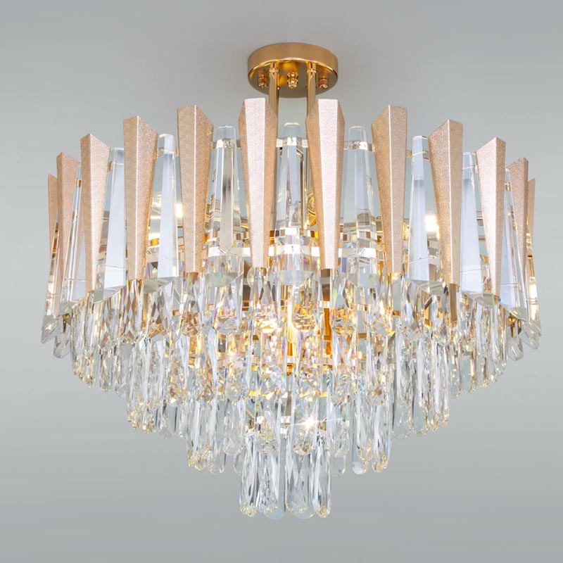 Потолочная люстра Crystal Edge Chandelier Прозрачный (Transparent) Золотой в Саратове | Loft Concept 