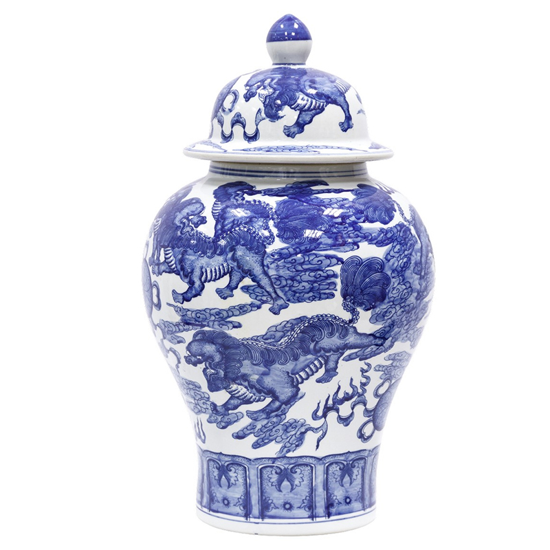 Ваза Blue White Chinese Dragon Vase Синий Белый в Саратове | Loft Concept 