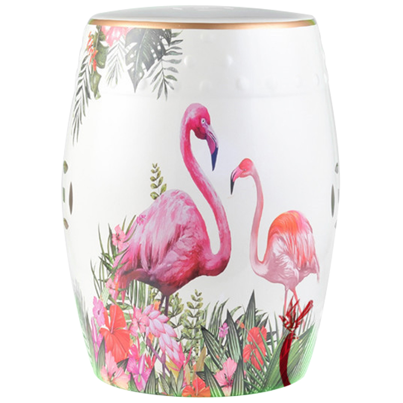 Керамический табурет Flamingo Tropical Animal Ceramic Stool White Белый Розовый Зеленый Керамический табурет Flamingo Tropical Animal Ceramic Stool White Белый Розовый Зеленый в Саратове | Loft Concept