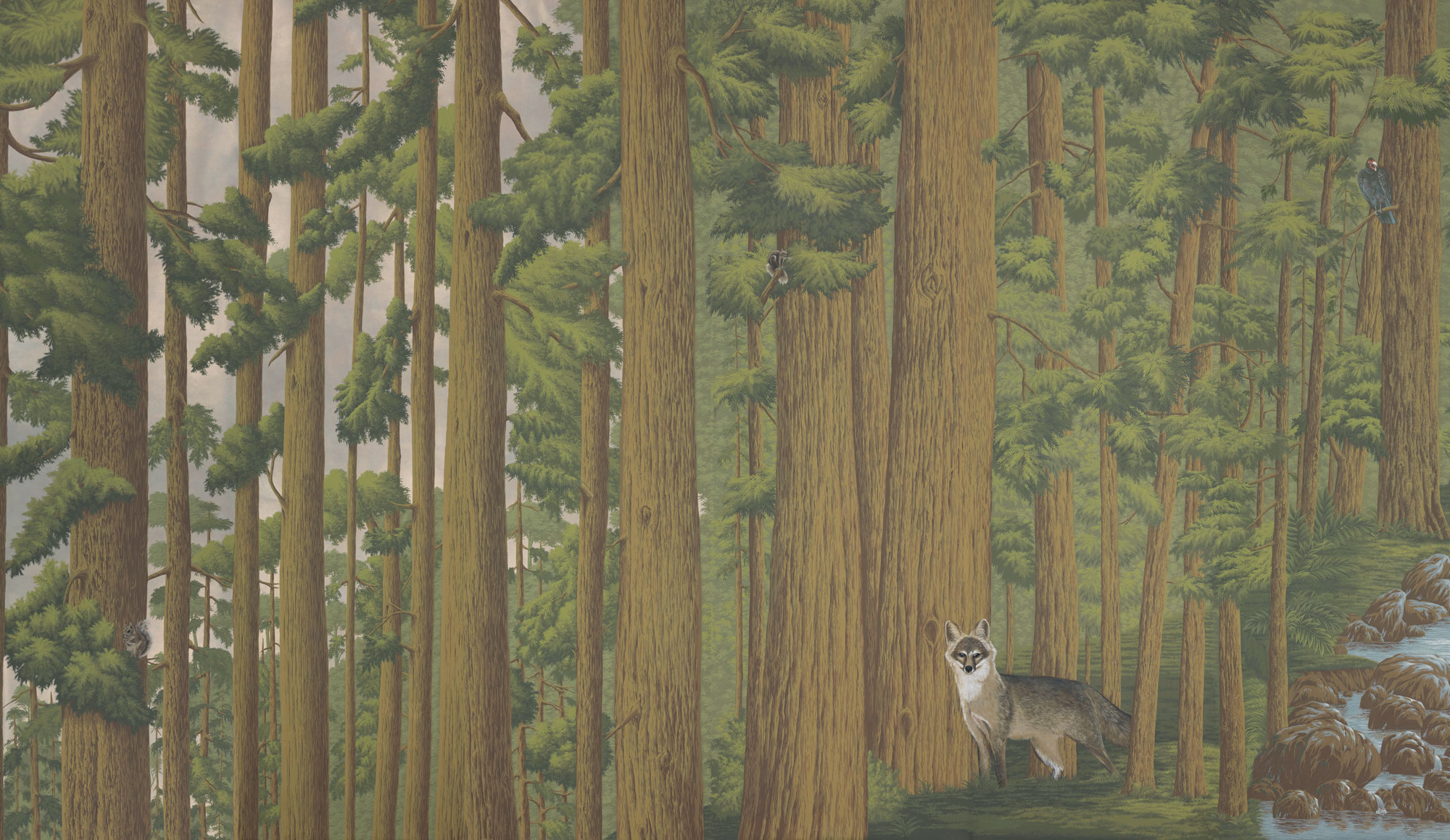 Обои ручная роспись Redwoods Roberts on Brushed Gold gilded paper Обои ручная роспись Redwoods Roberts on Brushed Gold gilded paper - постер Loft-Concept в Саратове