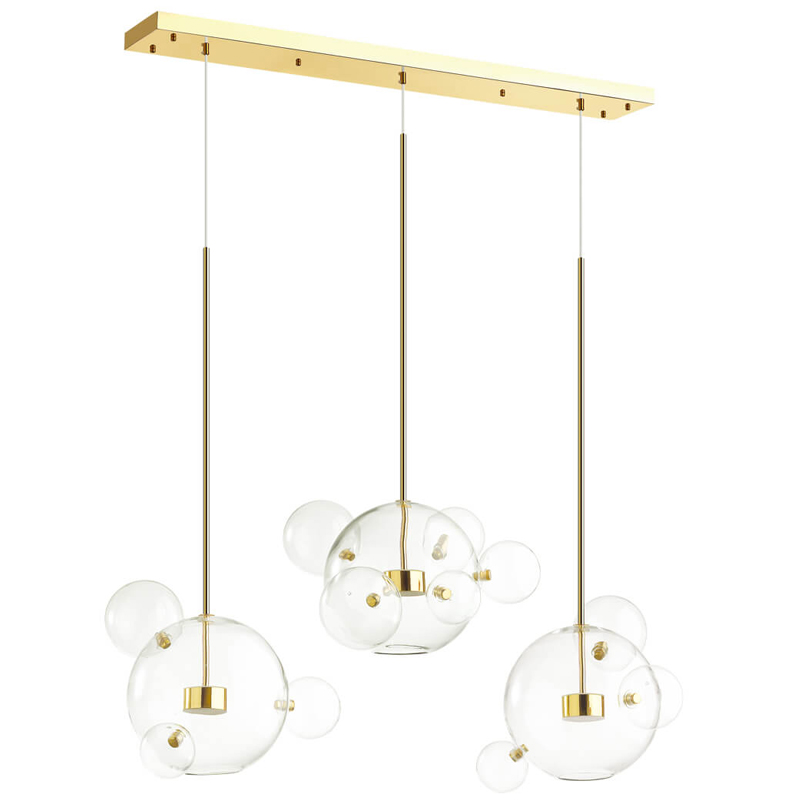 Люстра Transparent Bubble Chandelier Gold Line Глянцевое золото Прозрачный в Саратове | Loft Concept 