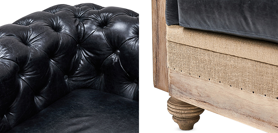 Диван Deconstructed Chesterfield Sofa double Black leather Диван Deconstructed Chesterfield Sofa double Black leather - Loft-Concept в Саратове