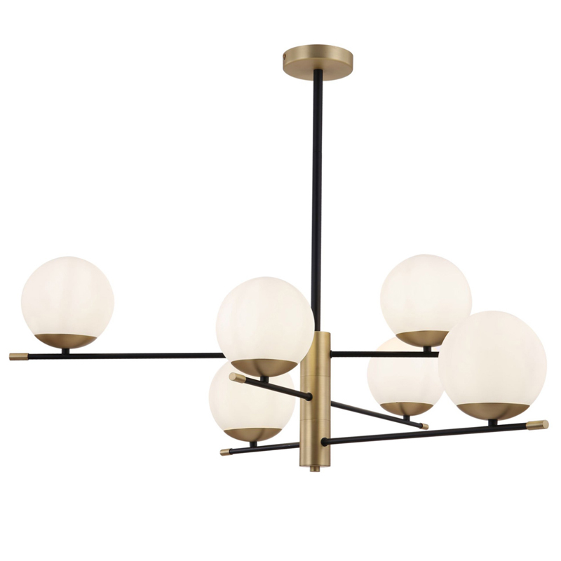 Светильник Spike Six Balls Hanging Lamp матовое золото Прозрачный белый в Саратове | Loft Concept 