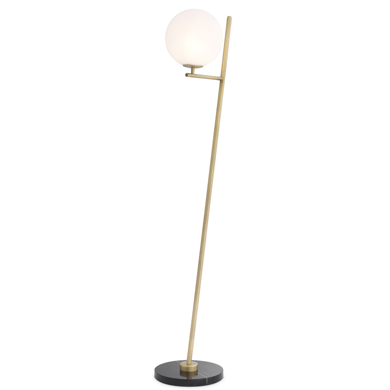 Торшер Eichholtz Floor Lamp Flynn Brass Латунь Античная полированная Белый Черный Мрамор Nero в Саратове | Loft Concept 