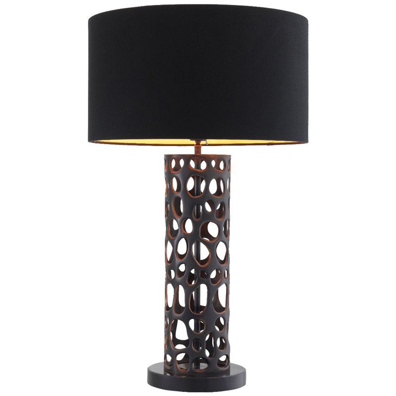 Настольная лампа Eichholtz Table Lamp Dix Bronze Черный Темная бронза Черный Мрамор Nero Золотой в Саратове | Loft Concept 