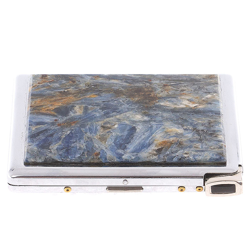 Портсигар на 10 сигарет с газовой зажигалкой из натурального камня Кианит Stone Cigarettes Cases Серо-голубой Серебряный Портсигар на 10 сигарет с газовой зажигалкой из натурального камня Кианит Stone Cigarettes Cases Серо-голубой Серебряный в Саратове | Loft Concept