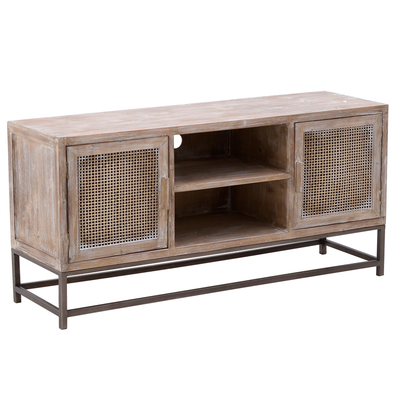 Тумба Rosita Wood tv stand Бежево-серый Металлик винтаж Тумба Rosita Wood tv stand Бежево-серый Металлик винтаж в Саратове | Loft Concept