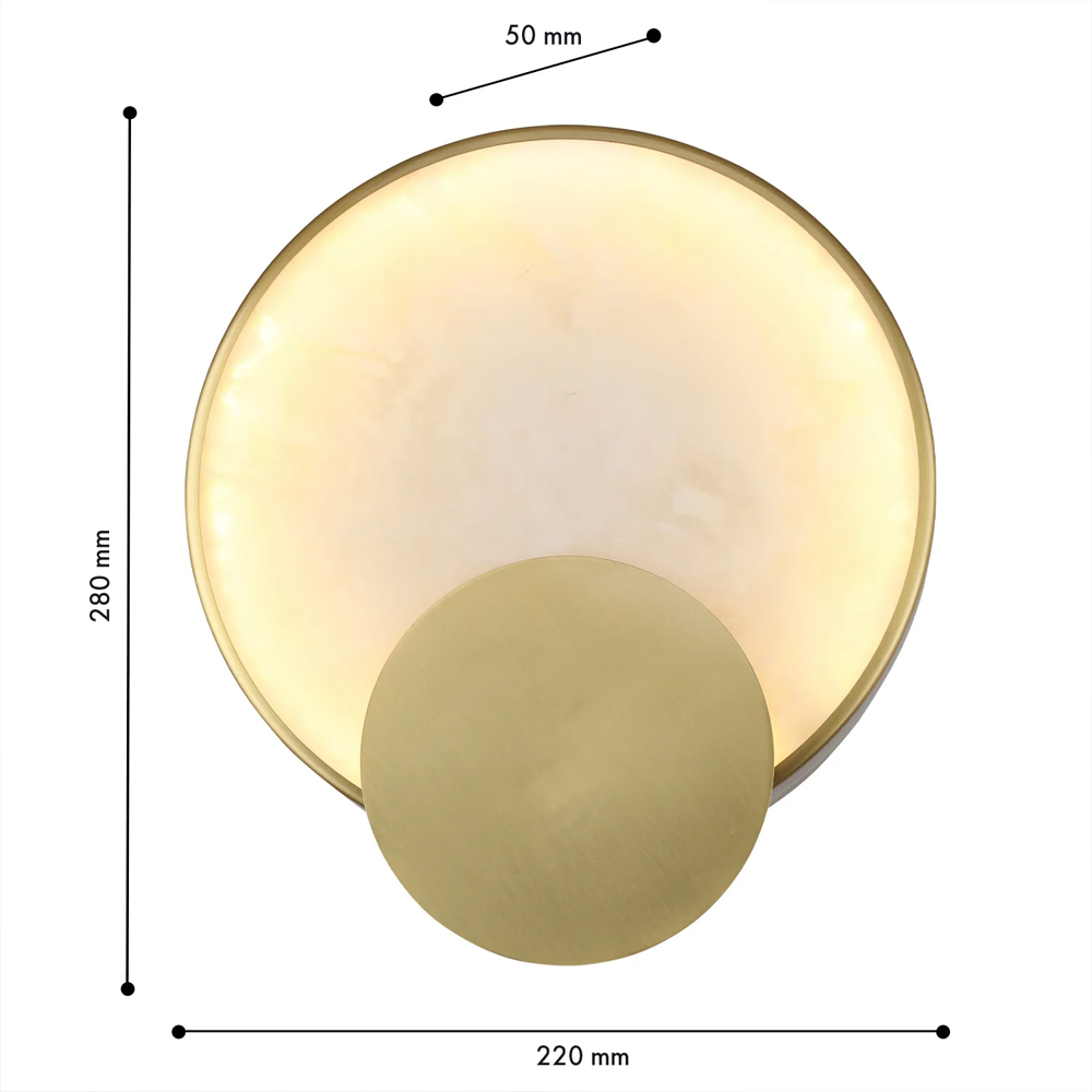Бра в форме диска из бежевого алебастра Cryptocrystalline Stone в Саратове
