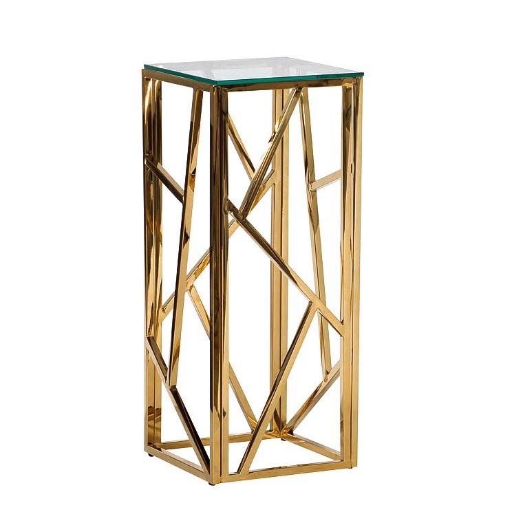 Подставка Serene Furnishing Gold Clear Glass Top stand Прозрачное Стекло Золотой Подставка Serene Furnishing Gold Clear Glass Top stand Прозрачное Стекло Золотой в Саратове | Loft Concept