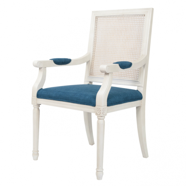 Стул French chairs Provence Garden White ArmChair Белый Темно-синий в Саратове | Loft Concept 