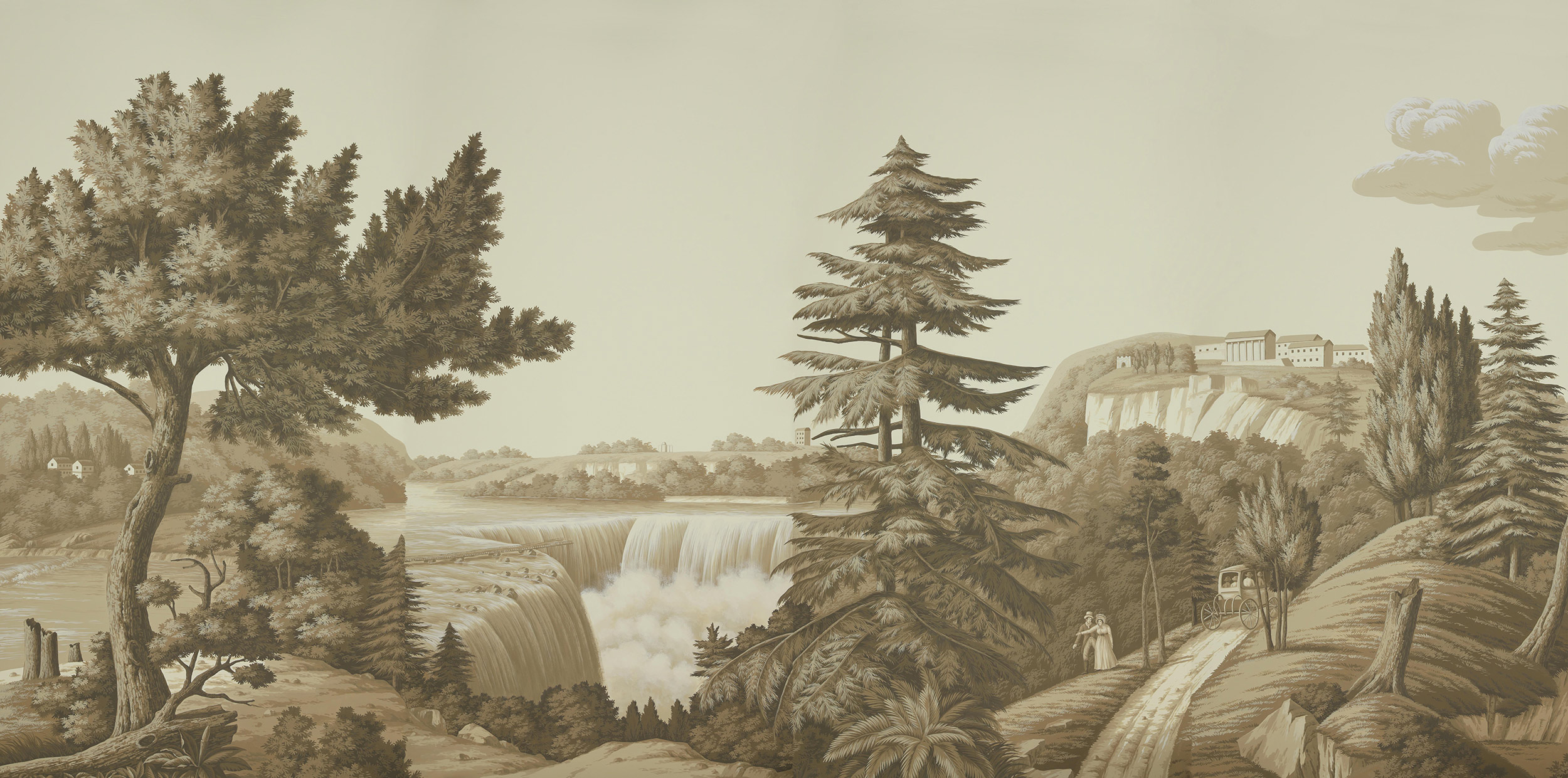 Обои ручная роспись North American River Views Sepia on scenic paper Обои ручная роспись North American River Views Sepia on scenic paper - постер Loft-Concept в Саратове