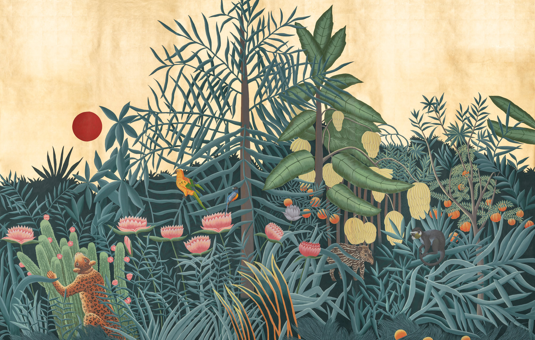 Обои ручная роспись Rousseau Rousseau on Deep Rich Gold gilded paper Обои ручная роспись Rousseau Rousseau on Deep Rich Gold gilded paper - постер Loft-Concept в Саратове