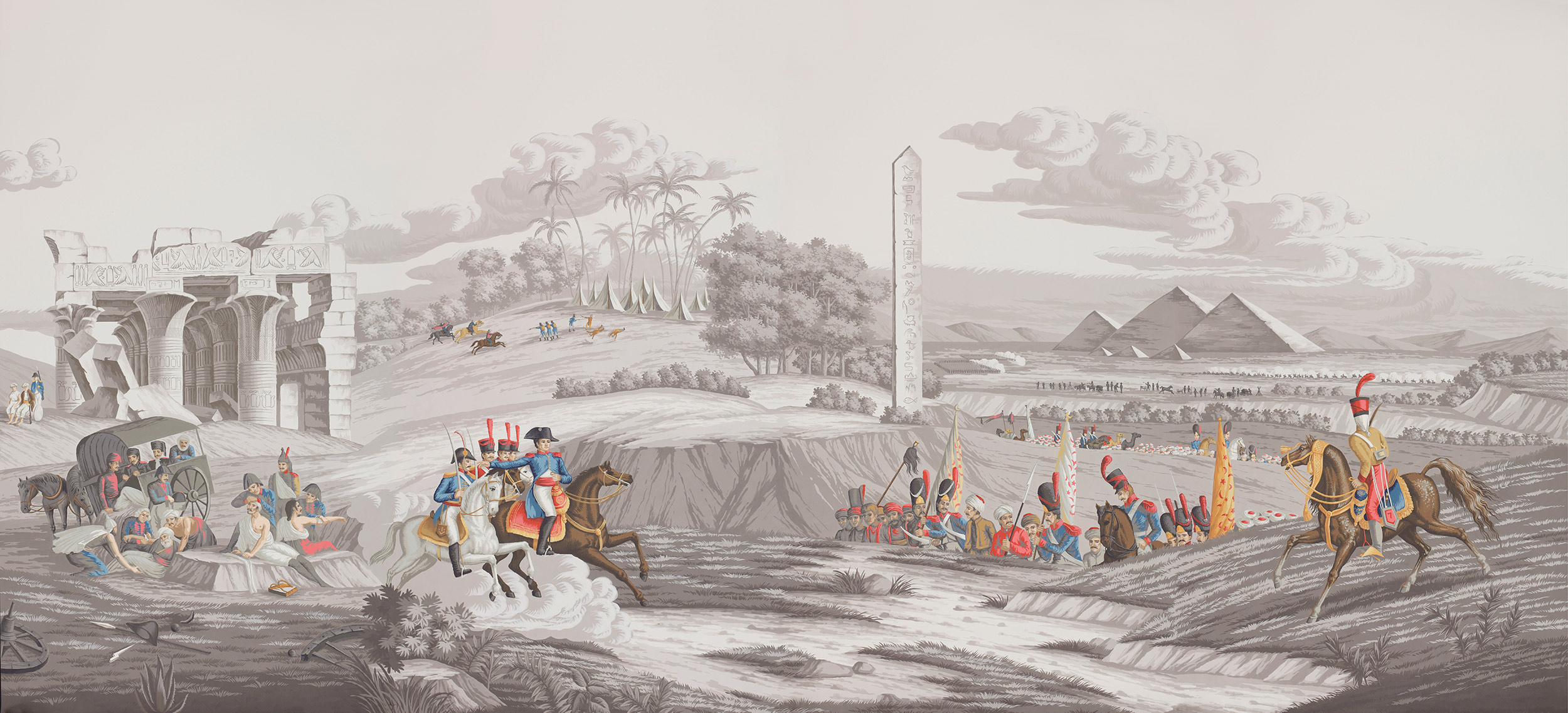 Обои ручная роспись Napoleon's Campaign in Egypt Aurore on Crystal Grey scenic paper Обои ручная роспись Napoleon's Campaign in Egypt Aurore on Crystal Grey scenic paper - постер Loft-Concept в Саратове