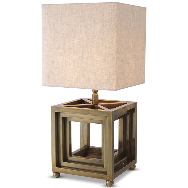 Настольная лампа Eichholtz Table Lamp Bellagio Brass Винтажная латунь Бежево-серый в Саратове | Loft Concept 