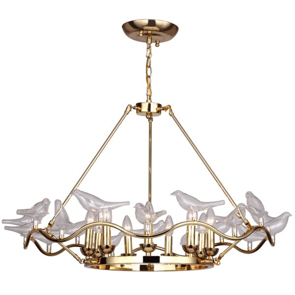 Люстра Dove Chandelier Glass Bird 9 Золотой в Саратове | Loft Concept 