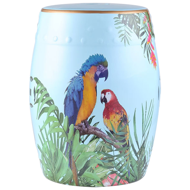 Керамический табурет Parrots Tropical Animal Ceramic Stool Blue Голубой Мульти в Саратове | Loft Concept 