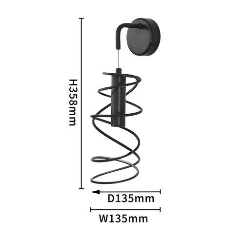 Бра светодиодное из металла со спиральным декоративным элементом черное Metal Spiral в Саратове