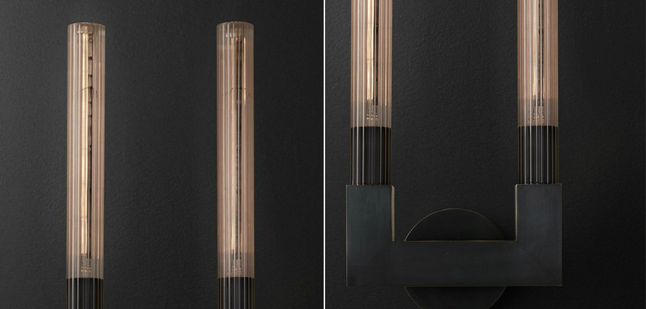 Бра RH CANNELLE wall lamp DOUBLE Sconces Black Бра RH CANNELLE wall lamp DOUBLE Sconces Black - Loft-Concept в Саратове