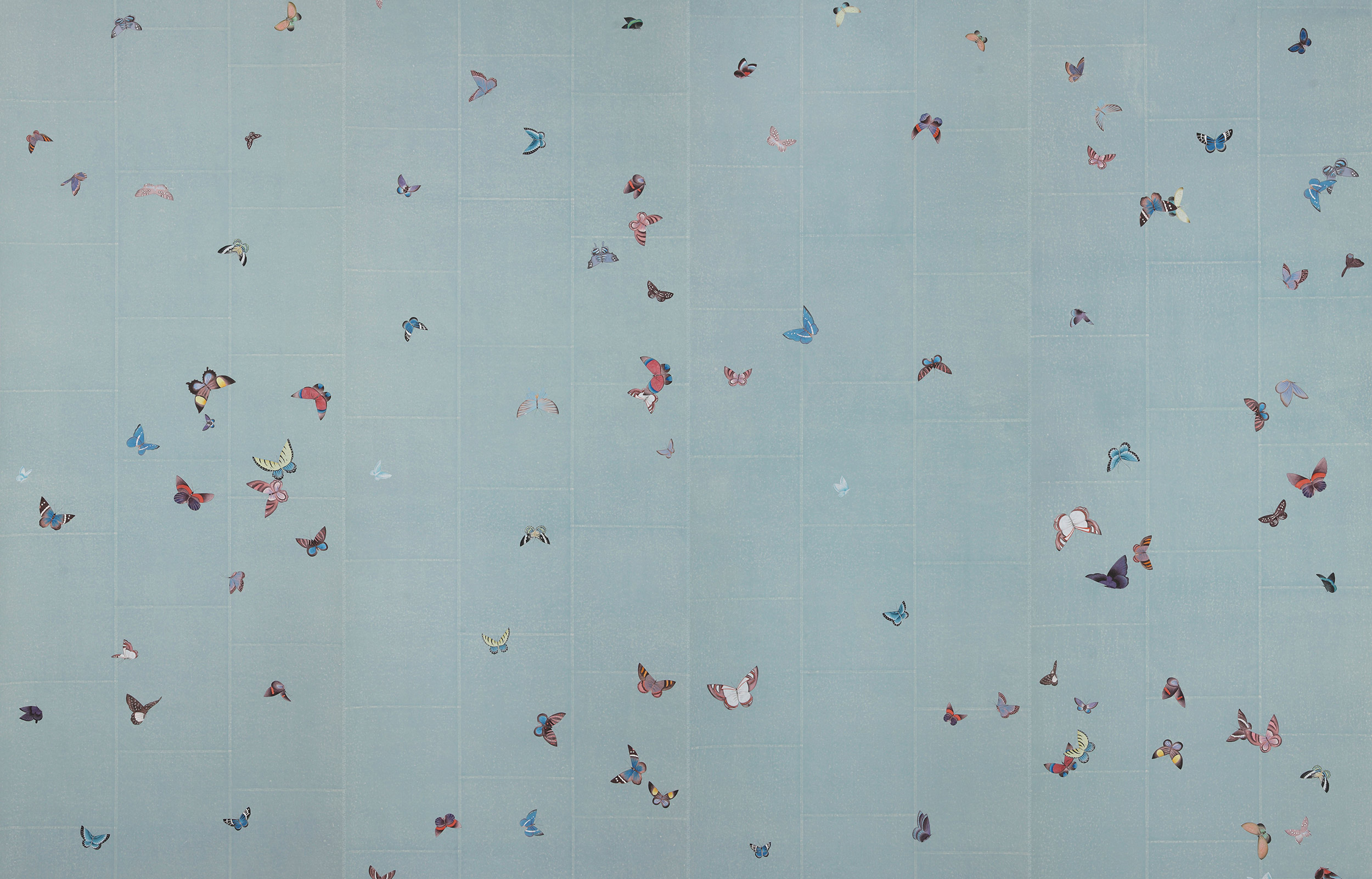 Обои ручная роспись Butterflies Icarus on Azure India tea paper Обои ручная роспись Butterflies Icarus on Azure India tea paper - постер Loft-Concept в Саратове