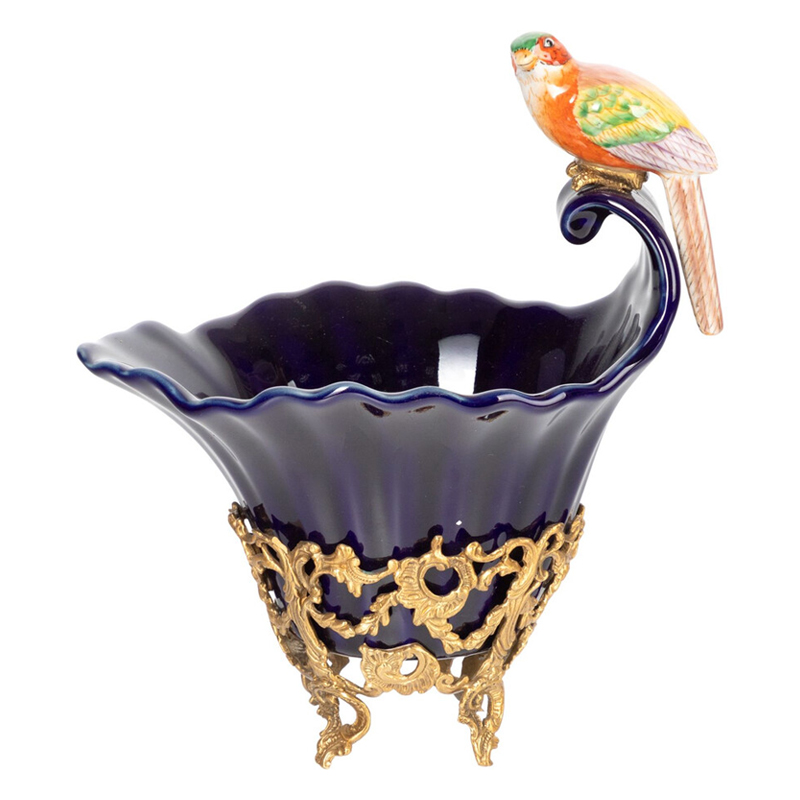 Чаша темно-синего цвета из фарфора с разноцветной птичкой Eden Garden porcelain and bronze Темно-синий Бронза Мульти Чаша темно-синего цвета из фарфора с разноцветной птичкой Eden Garden porcelain and bronze Темно-синий Бронза Мульти в Саратове | Loft Concept