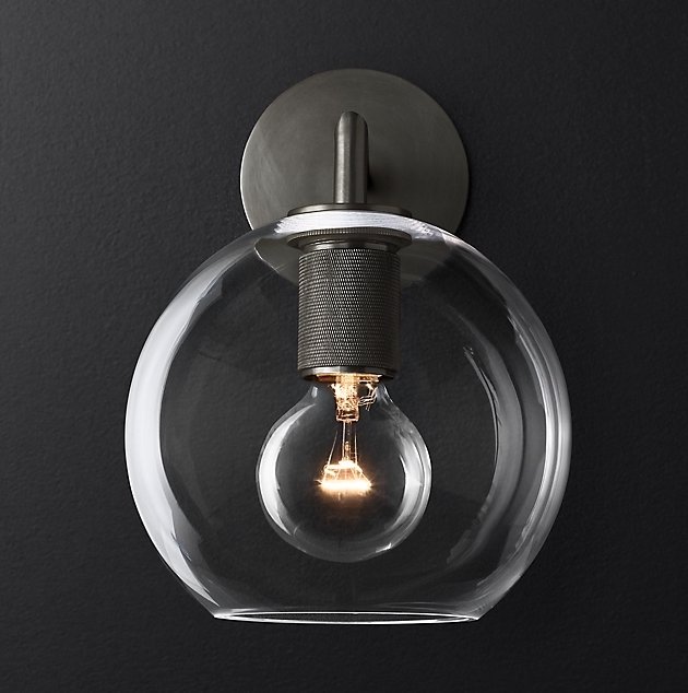 Бра RH Utilitaire Globe Shade Single Sconce Black Черный Темная бронза в Саратове | Loft Concept 