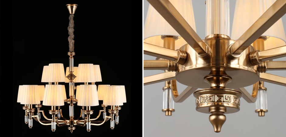 Большая люстра с тканевыми абажурами Brolevbrus Бронза - фото №1