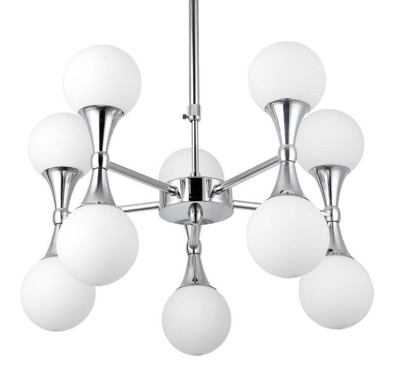 Люстра Ball Valley Chandelier Chromium 10 Белый Хром в Саратове | Loft Concept 