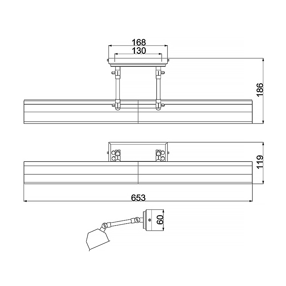 Светильник для картин с призматическим плафоном и двойными регулируемыми шарнирами Elstead Lighting в Саратове