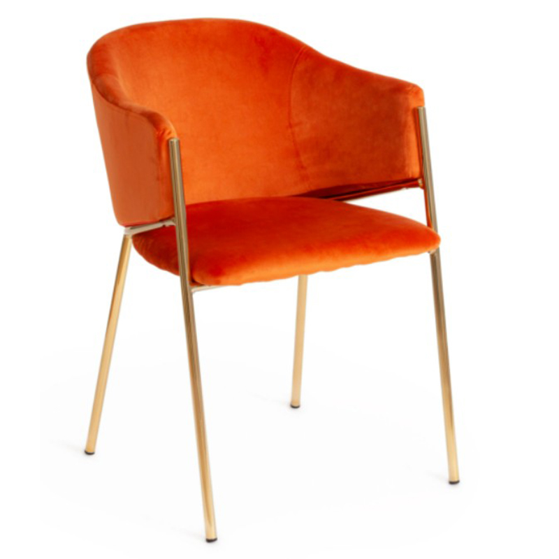 Стул Faisal Orange Velvet Chair Оранжевый Глянцевое золото Стул Faisal Orange Velvet Chair Оранжевый Глянцевое золото в Саратове | Loft Concept