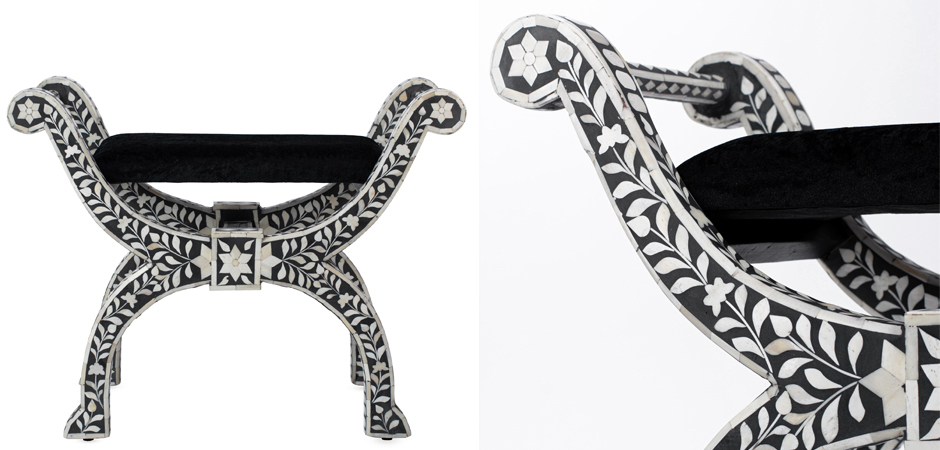 Табурет отделка кость черный BONE INLAY Jenny Stool Табурет отделка кость черный BONE INLAY Jenny Stool - Loft-Concept в Саратове