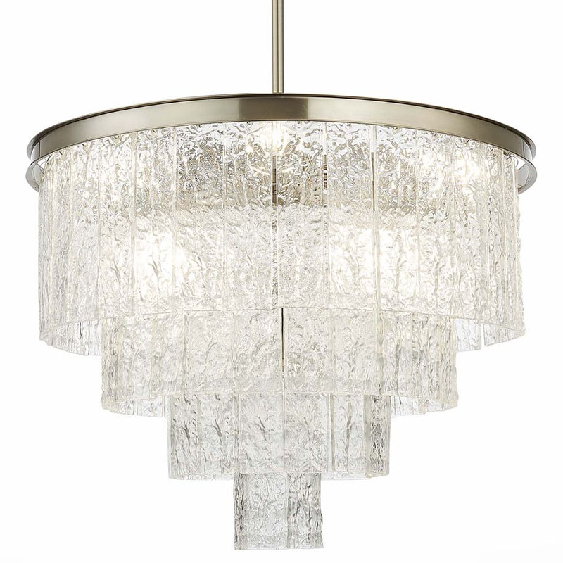 Люстра Renea Textured Glass Chandelier Nickel D60 Никель Прозрачное Стекло в Саратове | Loft Concept 