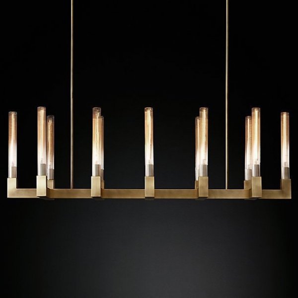 Люстра RH CANELLE Linear Chandelier 12 Modern Brass Латунь в Саратове | Loft Concept 