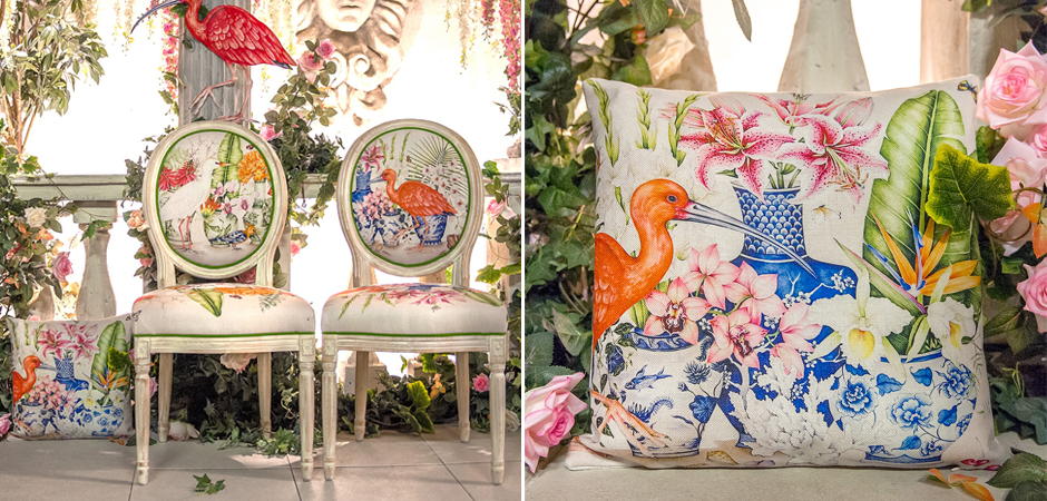 Декоративная подушка Flowers and Scarlet Ibis Pillow Декоративная подушка Flowers and Scarlet Ibis Pillow - Loft-Concept в Саратове