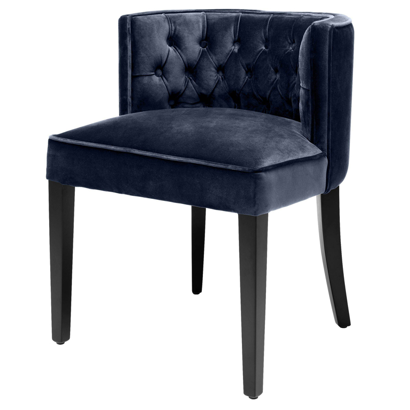 Стул Eichholtz Dining Chair Dearborn blue Темно-синий Черный в Саратове | Loft Concept 