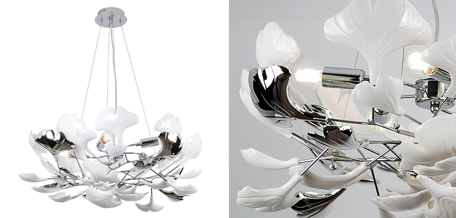 Люстра Wintery flover Chrome с Белыми декоративными плафонами Люстра Wintery flover Chrome с Белыми декоративными плафонами - Loft-Concept в Саратове