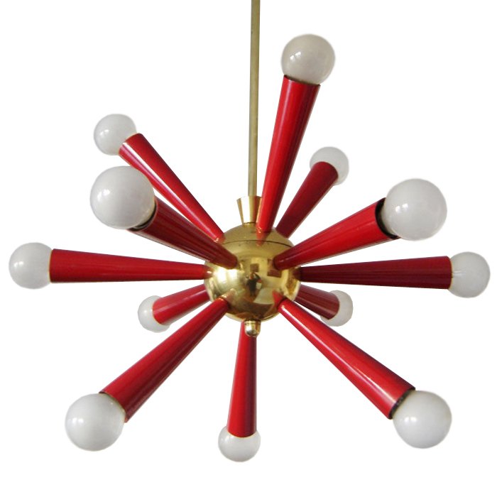 Люстра Mid Century Modern ATOMIC Sputnik Red Красный (Red) Золотой в Саратове | Loft Concept 