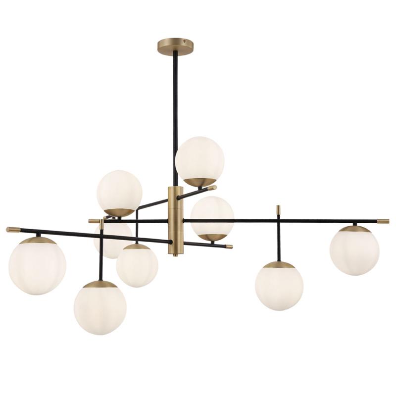 Светильник Spike Nine Balls Hanging Lamp матовое золото Прозрачный белый Светильник Spike Nine Balls Hanging Lamp матовое золото Прозрачный белый в Саратове | Loft Concept