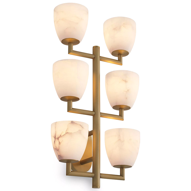 Настенный светильник Eichholtz Wall Lamp Valerius Латунь Белый Мрамор Bianco ivory ( слоновая кость ) в Саратове | Loft Concept 