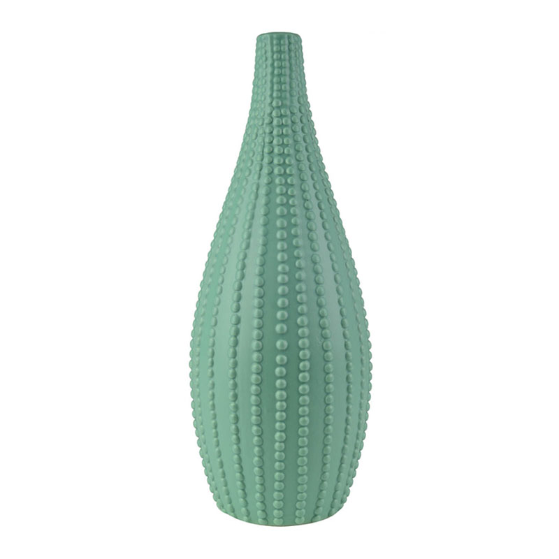 Ваза Ribbed Vase Narrow Throat turquoise 38 Бирюзовый в Саратове | Loft Concept 