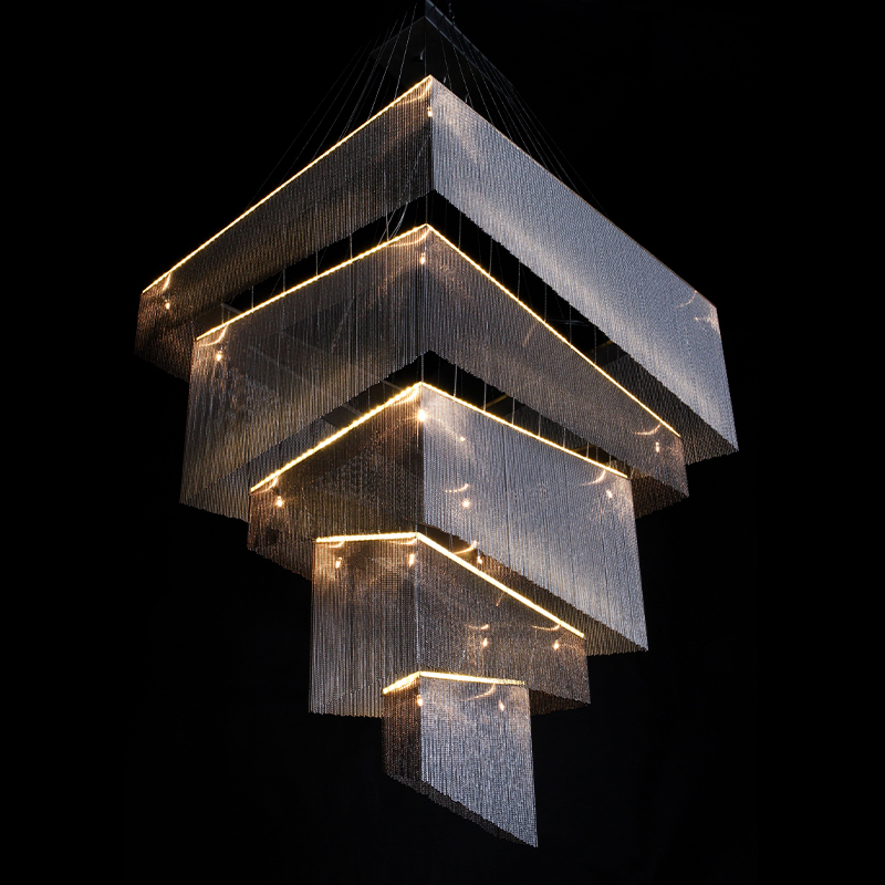 Люстра Серебряные цепочки Willowlamp Geometric Storm Silver Серебряный в Саратове | Loft Concept 